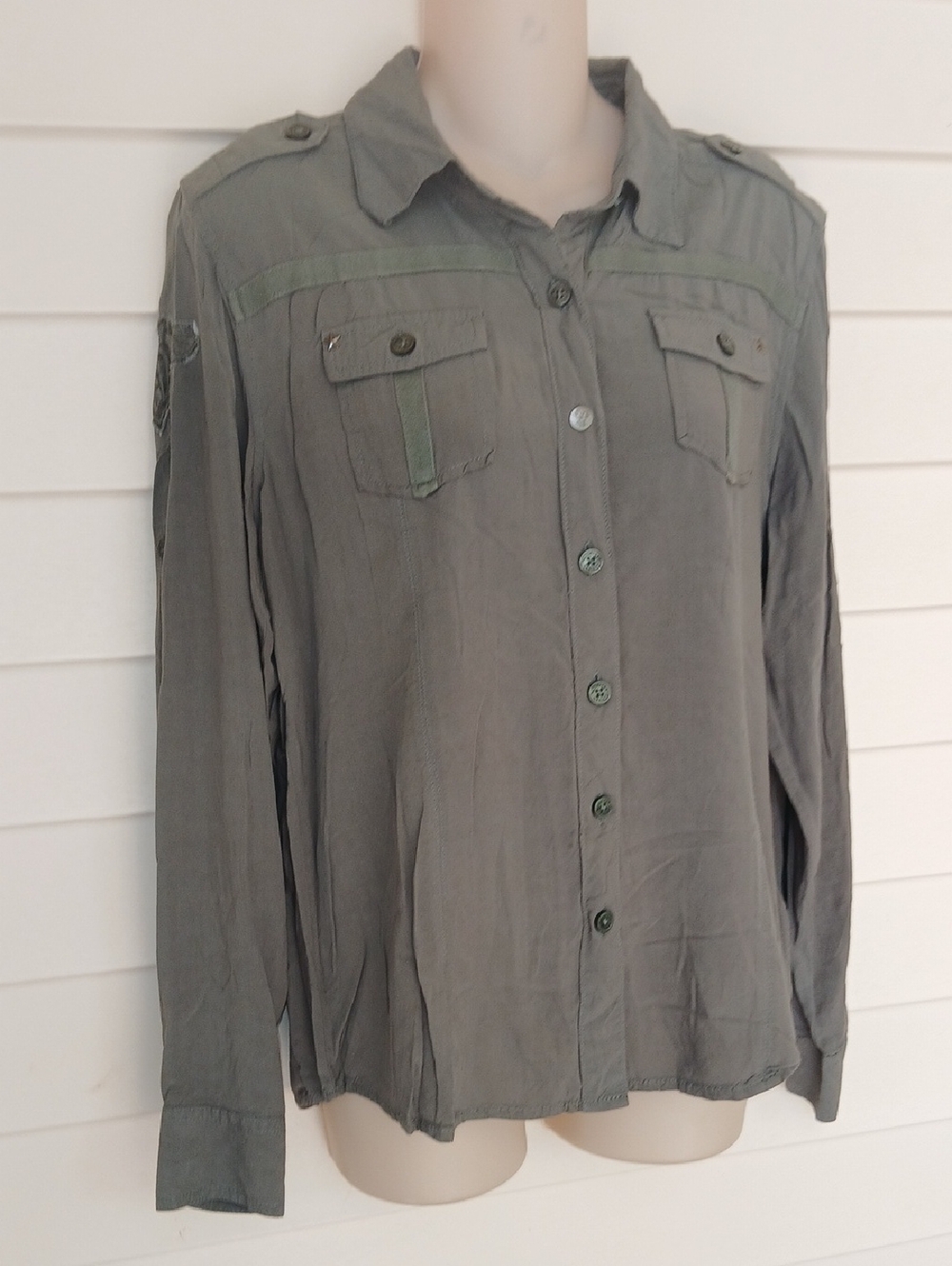 Harley-Davidson Olive/Light Green Military Button-Down Shirt